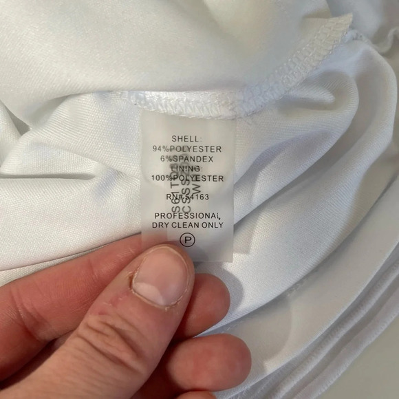 Calvin Klein White Textured Shadow Striped Lined Blouse Large Women’s - Picture 11 of 12